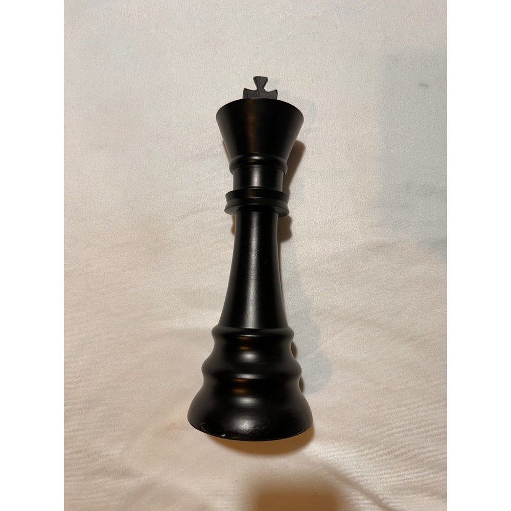 Large Decorative Chess King Piece Matte Black Tabletop Decor 8.5 Inch